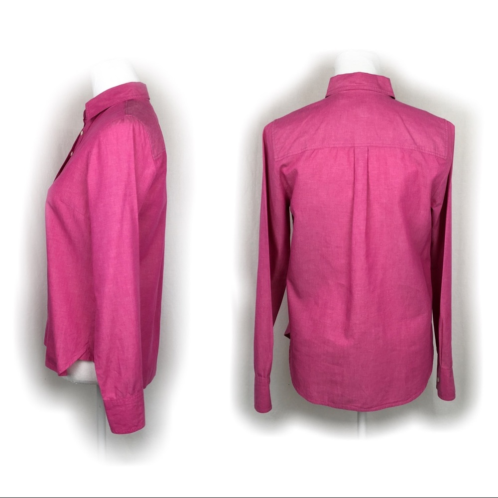 J. Crew Pink Popover Cotton Top - Picture 3 of 6